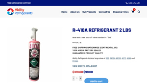 Ability Refrigerants - R-410A Refrigerant 2 lbs