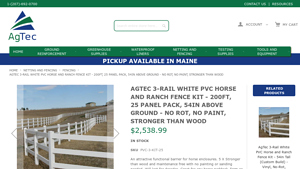 AgTec - 3-Rail White PVC Horse and Ranch Fence Kit
