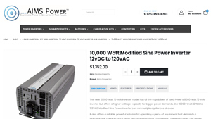 AIMS Power - 10000-Watt Modified Sine Power Inverter