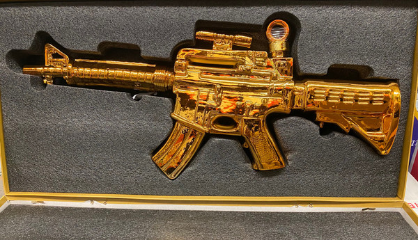 A stock image illustrating ak 47 tequila bottle concepts