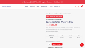 Amean Peptides - Bacteriostatic Water 10mL