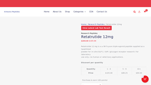 Ameano Peptides - Retatrutide 12 mg Research Peptide