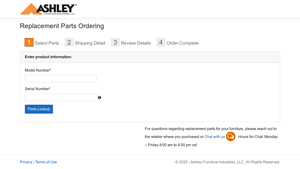 Ashley Furniture - Replacement Parts Ordering