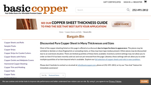Basic Copper - Discounted Copper Sheets
