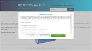 Battery Equivalents - A-Size Battery