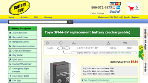 Toyo - 3FM4-6V Replacement Battery