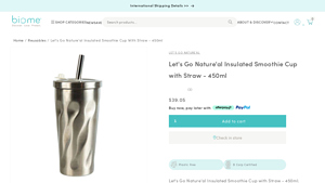 Biomestores - Let's Go Nature Insulated Smoothie Cup