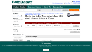 Bolt Depot - Zinc Plated Hex Bolt 10mm x 70mm