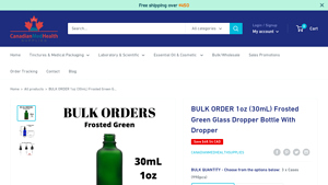 Canadian Med Health Supplies - 1oz Frosted Green Glass Dropper Bottle