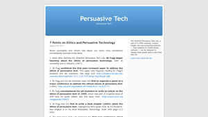 Stanford Persuasive Tech Lab - Ethics in Persuasive Technology
