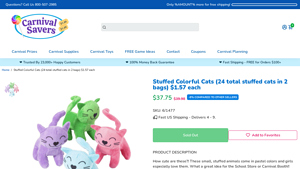 Carnival Savers - Colorful Plush Cat Stuffed Animals