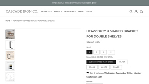 Cascade Iron Co - Heavy Duty Double Shelf Bracket
