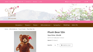 Cherry Blossoms Florist - Plush 12in Teddy Bear