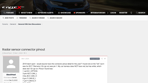 CivicX - Radar Sensor Connector Pinout Guide