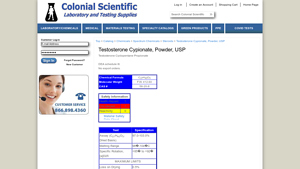 Colonial Scientific - Testosterone Cypionate, Powder, USP