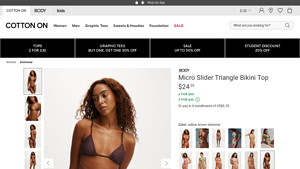 Cotton On - Micro Slider Triangle Bikini Top