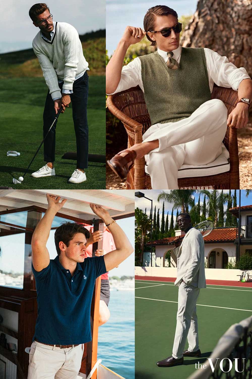 A stock image illustrating country club outfits men's concepts