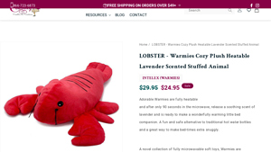INTELEX - LOBSTER Warmies Cozy Plush Heatable Lavender Scented Stuffed Animal