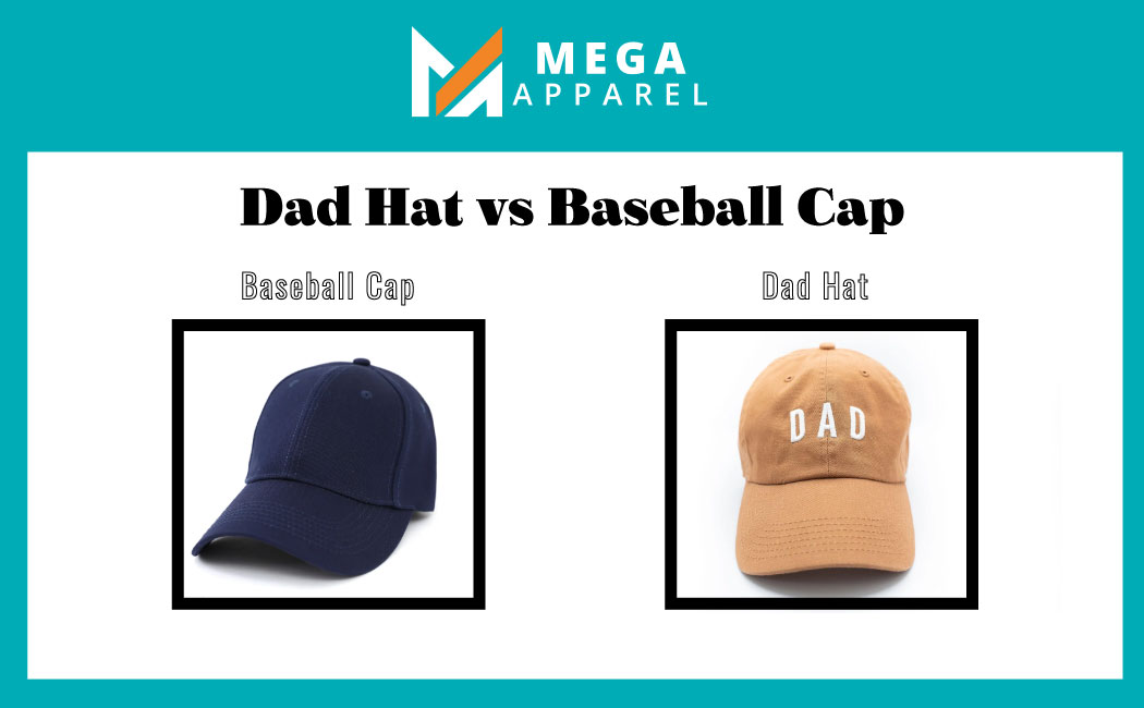 A stock image illustrating dad hat vs baseball hat concepts