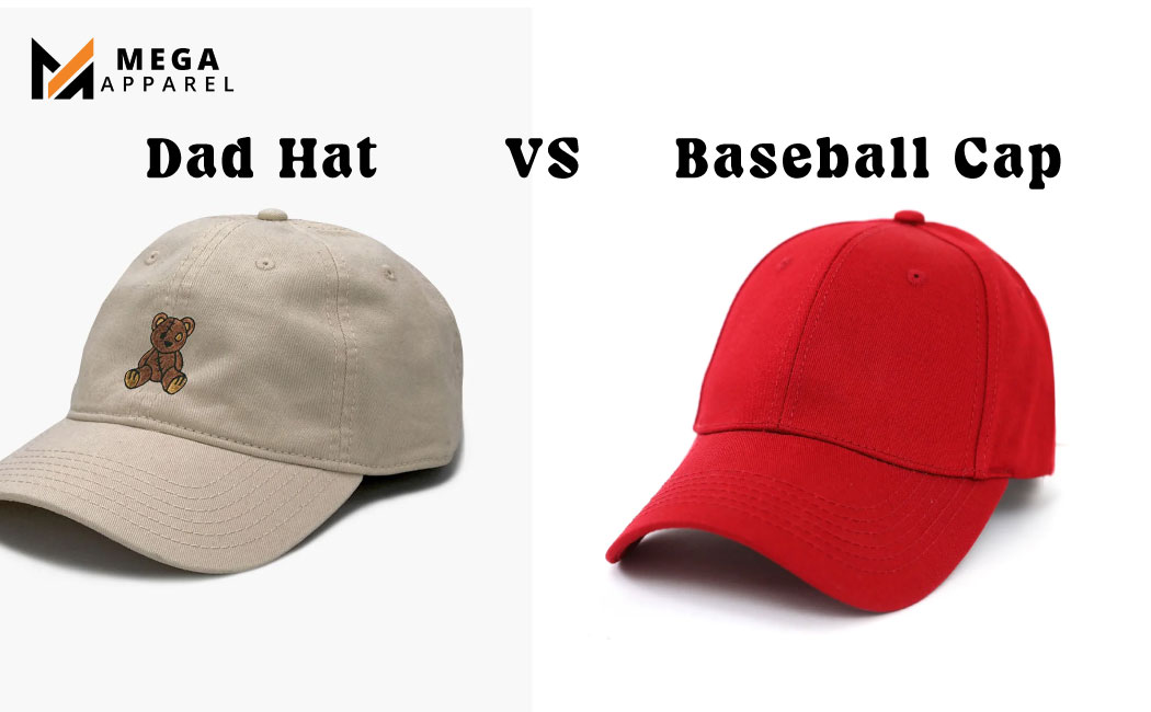 A stock image illustrating dad hat vs baseball hat concepts
