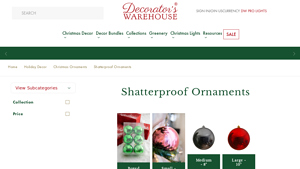 Decorators Warehouse - Shatterproof Christmas Ornaments