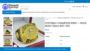 Discount Sports Rings - Football Champion Ring
