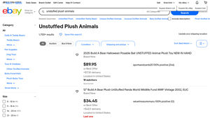 eBay - Unstuffed Plush Animals