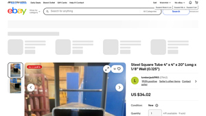 Steel Square Tube - New 4 x 4 x 20 Long