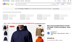 eBay - Men's Heavyweight Pullover Hoodie