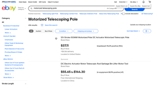 Motorized Telescoping Pole - Various Stroke Lengths & Voltage Options
