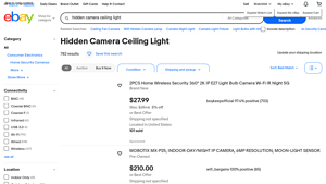 Hidden Camera Ceiling Light - Wireless 360° View
