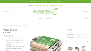 ECOlunchbox - Three-In-One Classic Nesting Lunch Boxes