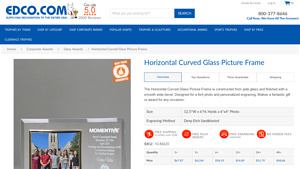 EDCO - Horizontal Curved Glass Picture Frame