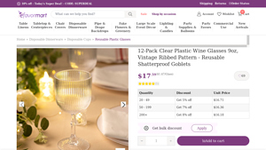 Efavormart - 12-Pack Clear Plastic Wine Glasses 9oz