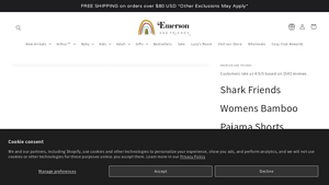 Emerson and Friends - Shark Friends Womens Bamboo Pajama Shorts