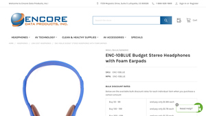 Encore Data Products - ENC-10BLUE Budget Stereo Headphones
