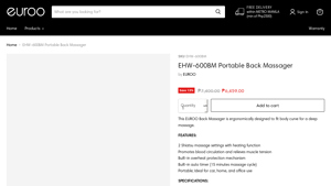 EUROO - EHW-600BM Portable Back Massager