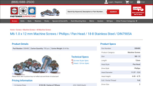 Fastener Superstore - M6-1.0 Pan Head Machine Screws