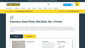 Fast Metals - Stainless Steel Plate 304/304L