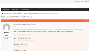 Prusa - Nozzle Wiper Tool GCODE Routine