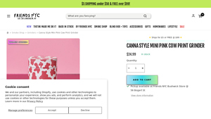 Friends NYC - Canna Style Mini Pink Cow Print Grinder