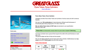 Greatglas - Pyrex Glass Tubes and Cylinders
