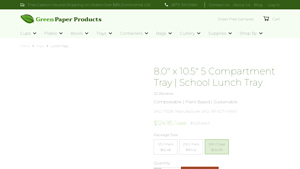 Green Paper Products - 8.0 x 10.5 5 Compartment Tray