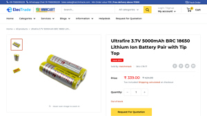 Ultrafire - 3.7V 5000mAh BRC 18650 Lithium Ion Battery Pair