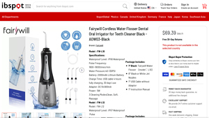 Fairywill - Cordless Water Flosser AOW03-Black