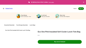 Eco One - Pink Insulated Soft Cooler Lunch Tote Bag