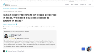 JustAnswer - Texas Wholesale Real Estate Guide