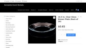 Komplete Event Rental - Clear Glass Dinner Plate