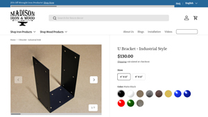 Madison Iron and Wood - U Bracket - Industrial Style