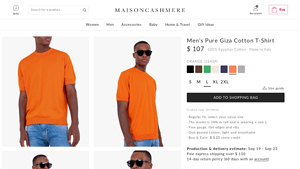Maison Cashmere - Men's Pure Giza Cotton T-Shirt